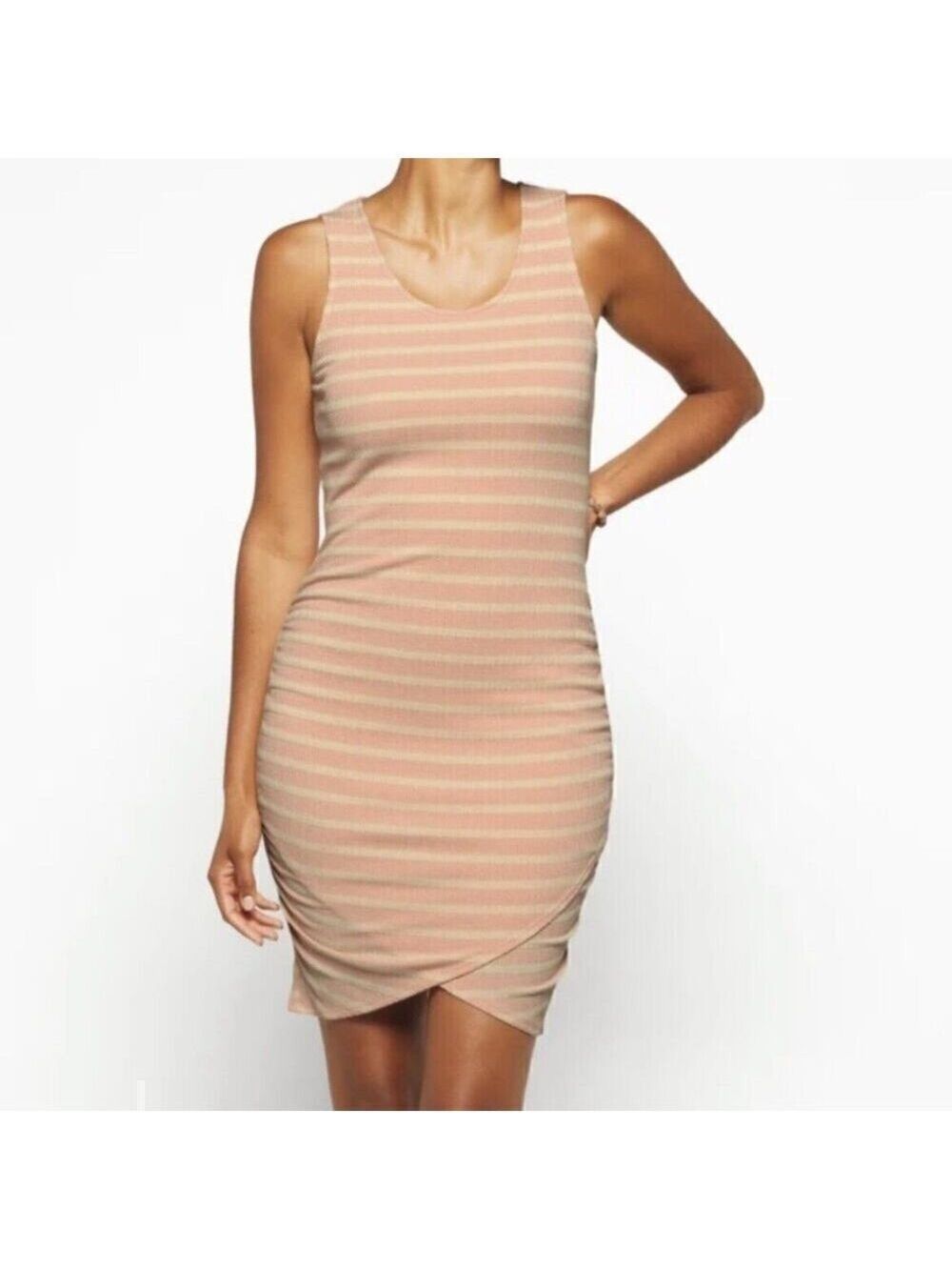 Kaileigh Cara NEW Medium Sleeveless Pink Stripes Dress Bodycon Graduation Casual
